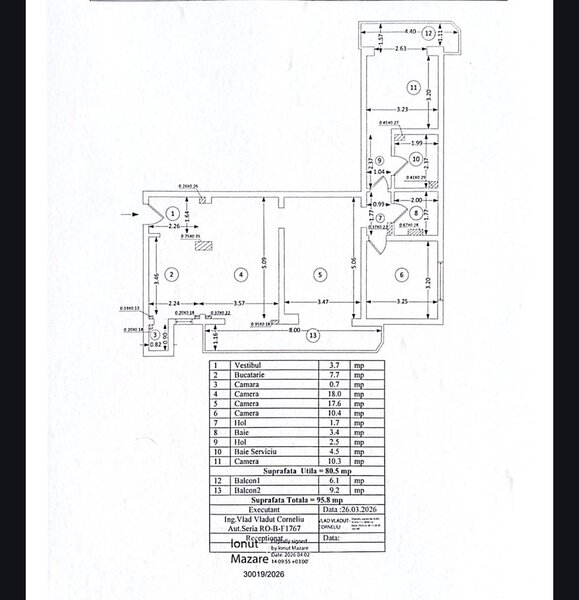Colentina, Avion, apartament 4 camere 96 mp, etaj 4/10, 2 bai, 2 balcoane.